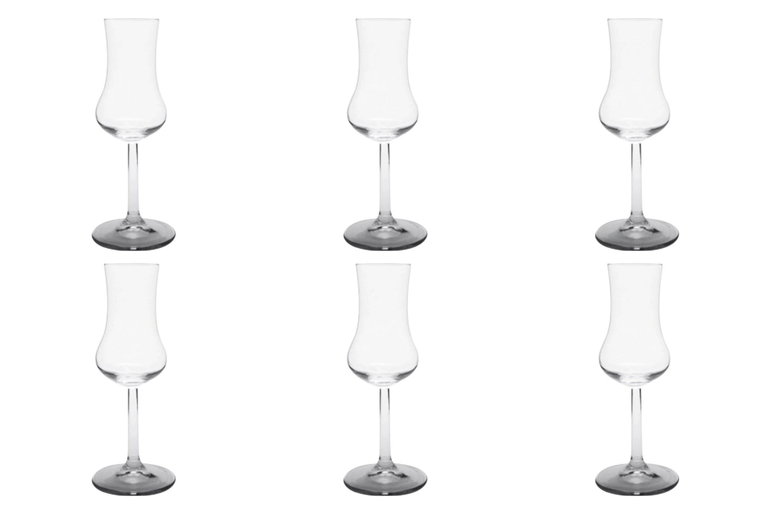 Elegantes 6er Set Taro Grappa Kelche von swizzglas, 8cl, 16.1cm hoch, perfekt für edle Grappa-Genüsse und besondere Anlässe.