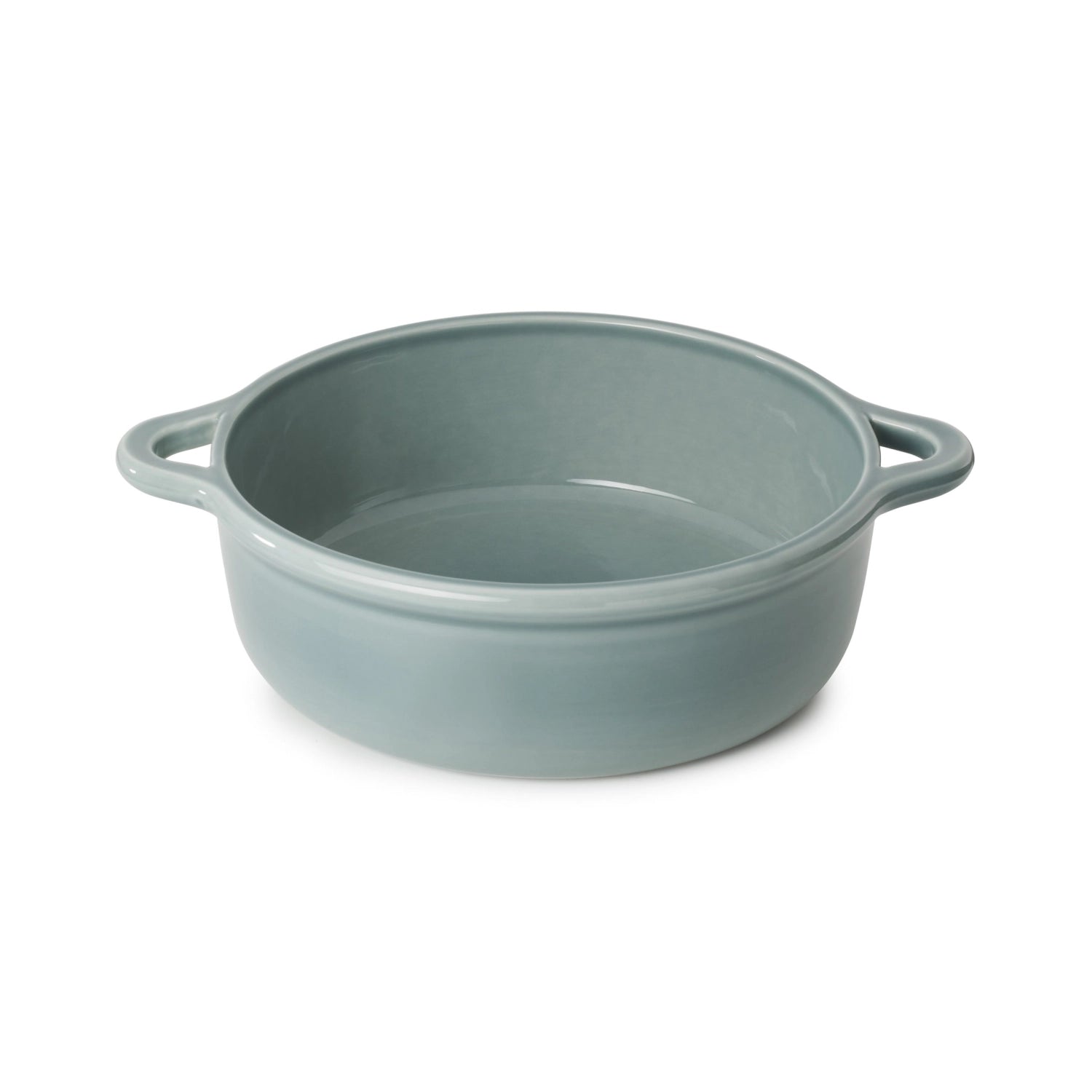 Moderne 29 cm Induktionskasserolle in wolkengrau ohne Deckel, perfekt für vielseitige Kochtechniken und ansprechende Serviermöglichkeiten.