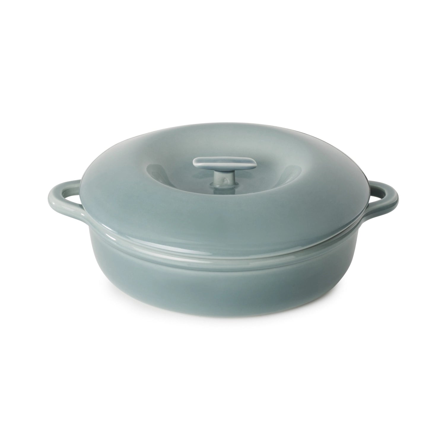 Stilvolle 31 cm Induktionskasserolle in wolkengrau mit passendem Deckel, perfekt für vielseitige Kochanwendungen und moderne Kücheneinrichtungen.