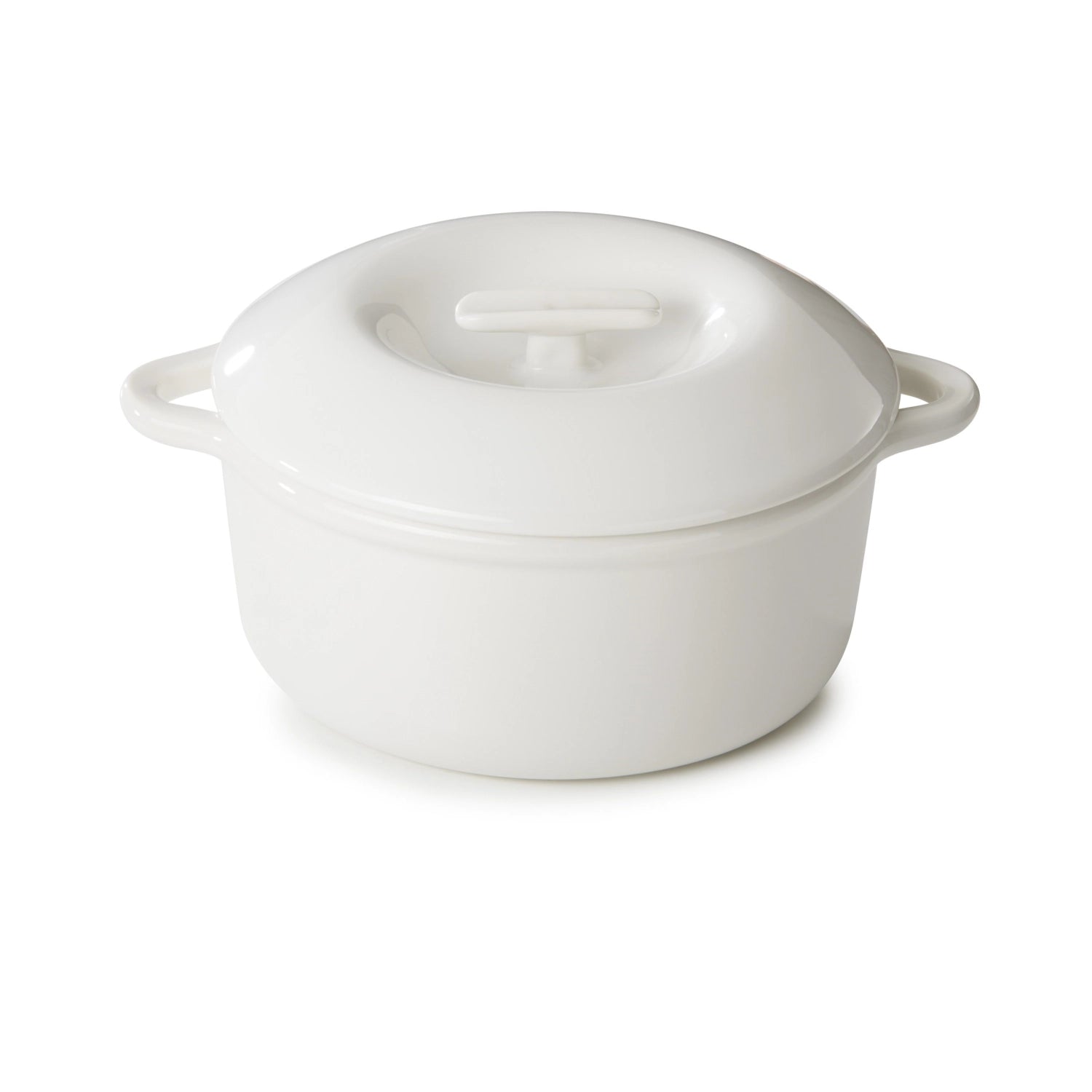 Elegante 22 cm Ofenkasserolle in alabasterweiß mit Deckel, ideal für Braten und Aufläufe, von Revol für moderne Küchen.
