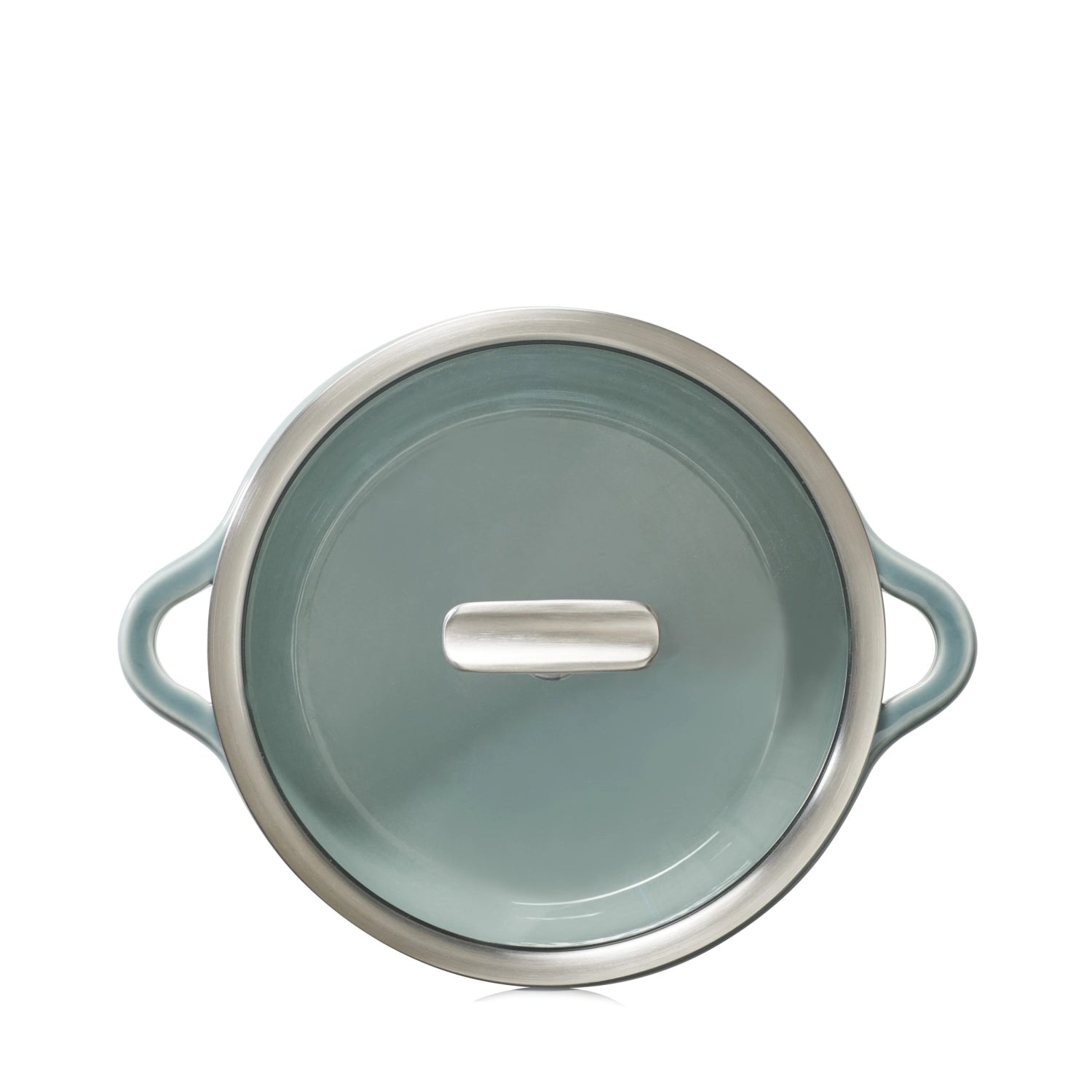 Stilvolle 22 cm Induktionskasserolle in wolkengrau mit Glasdeckel von Revol, perfekt für vielseitige Kochanwendungen und modernes Küchendesign.