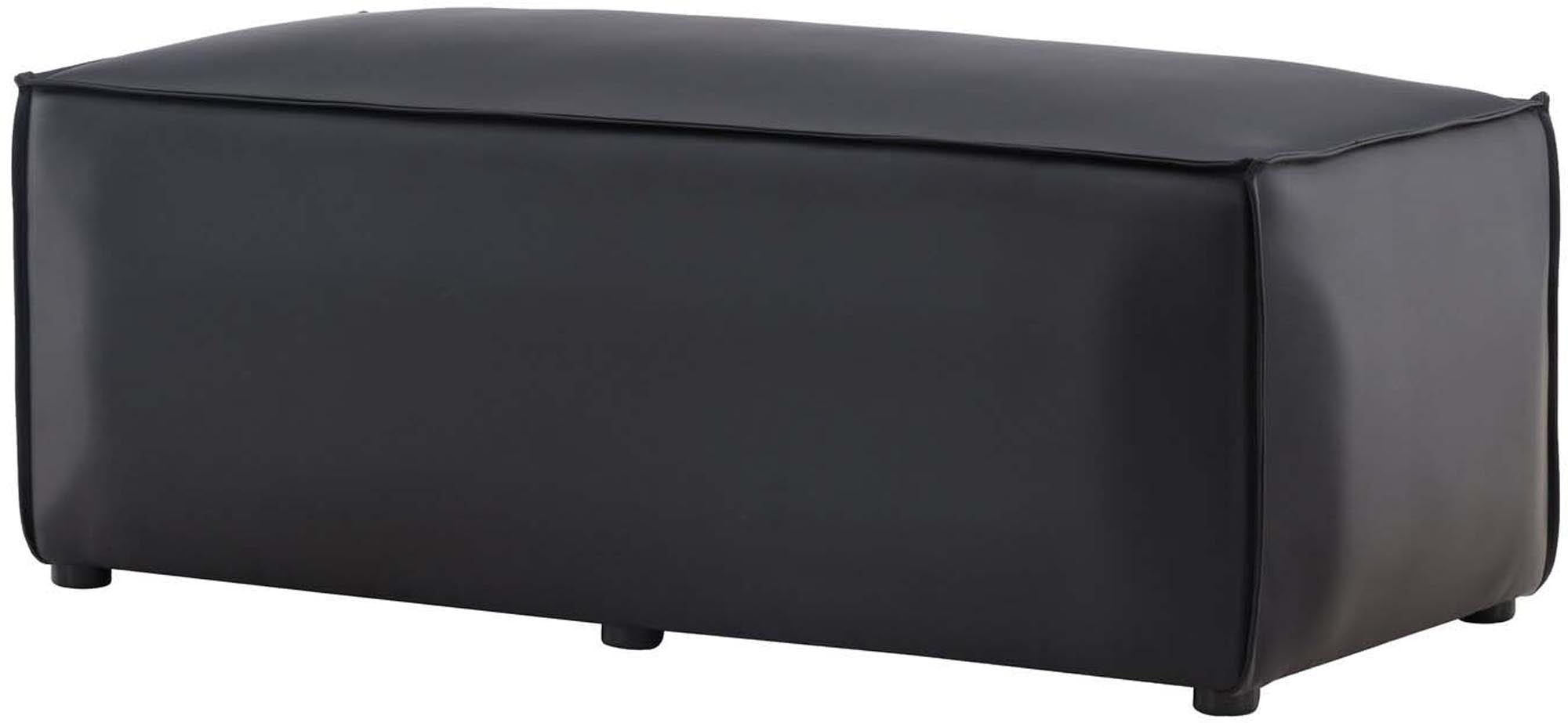 Stylischer Palmero Pouf von Venture Home: Moderner Look mit schwarzem PU-Bezug, perfekt für jedes Wohnambiente als Sitz- oder Ablagefläche.