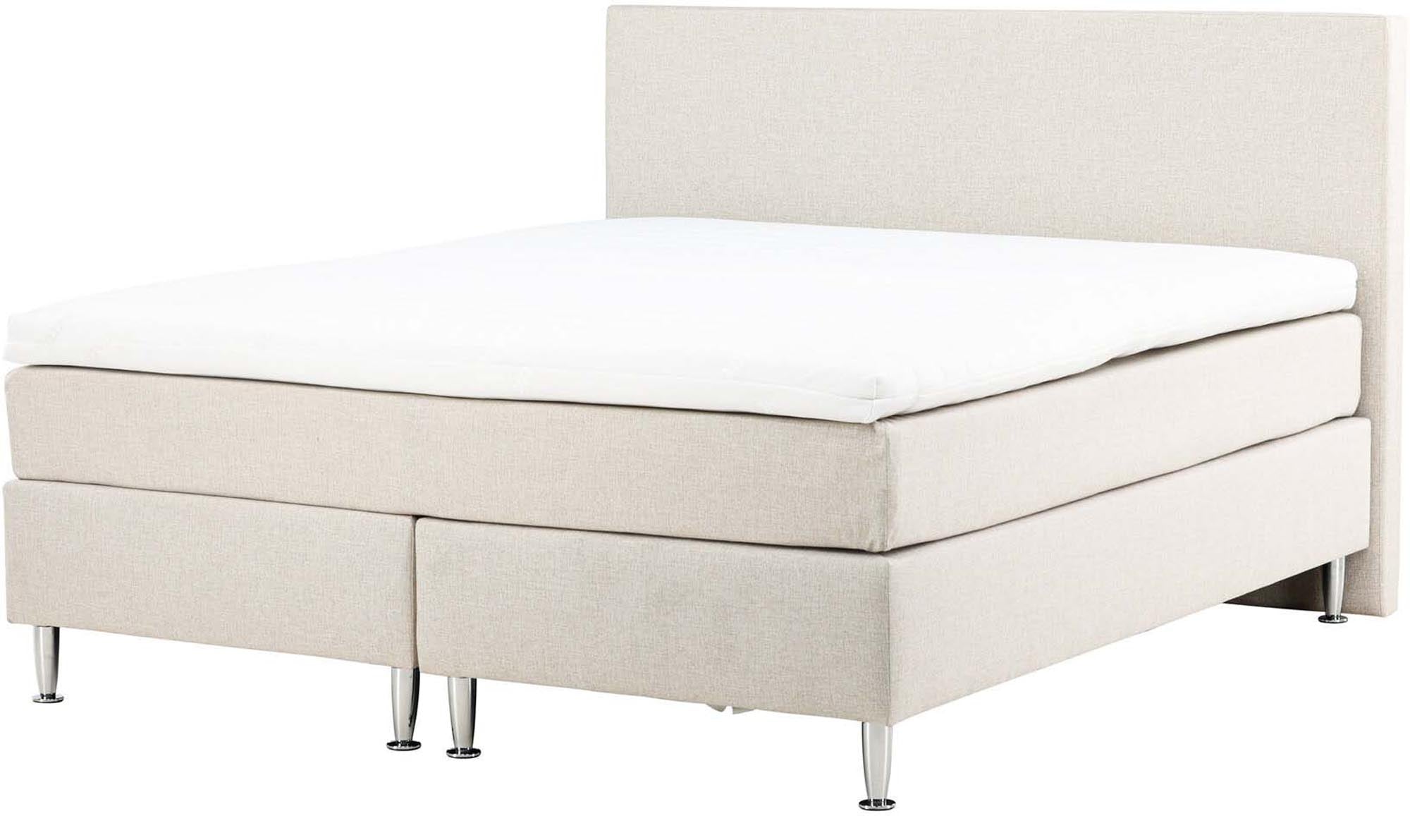 Elegantes Boxspringbett Toledo von Venture Home in sanftem Beige, ideal für ein modernes Schlafzimmer mit zeitlosem Design.