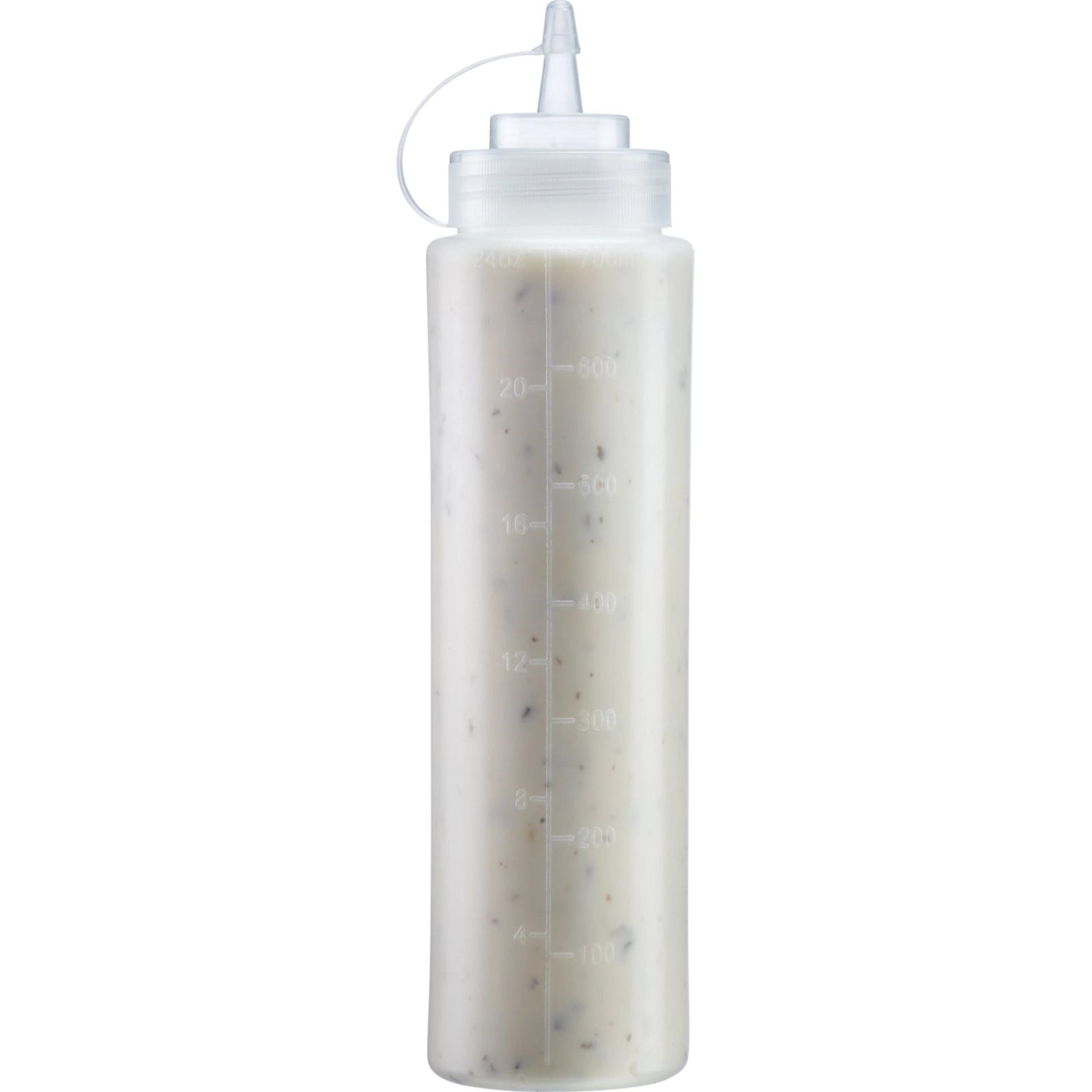 Set aus drei Quetschflaschen mit 700 ml, perfekt zum einfachen und genauen Ausgießen von Saucen, Dressings und anderen Flüssigkeiten.