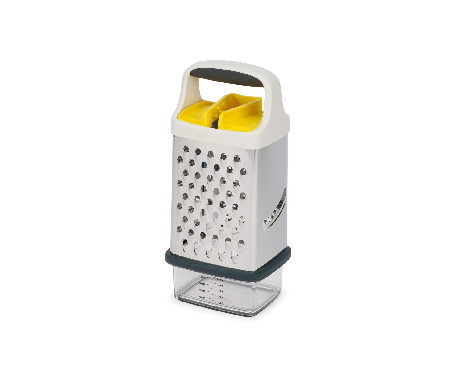 Multigriffreibe von Joseph Joseph mit innovativem Design, perfekt zum mühelosen Reiben von verschiedenen Lebensmitteln wie Obst, Gemüse und Käse.