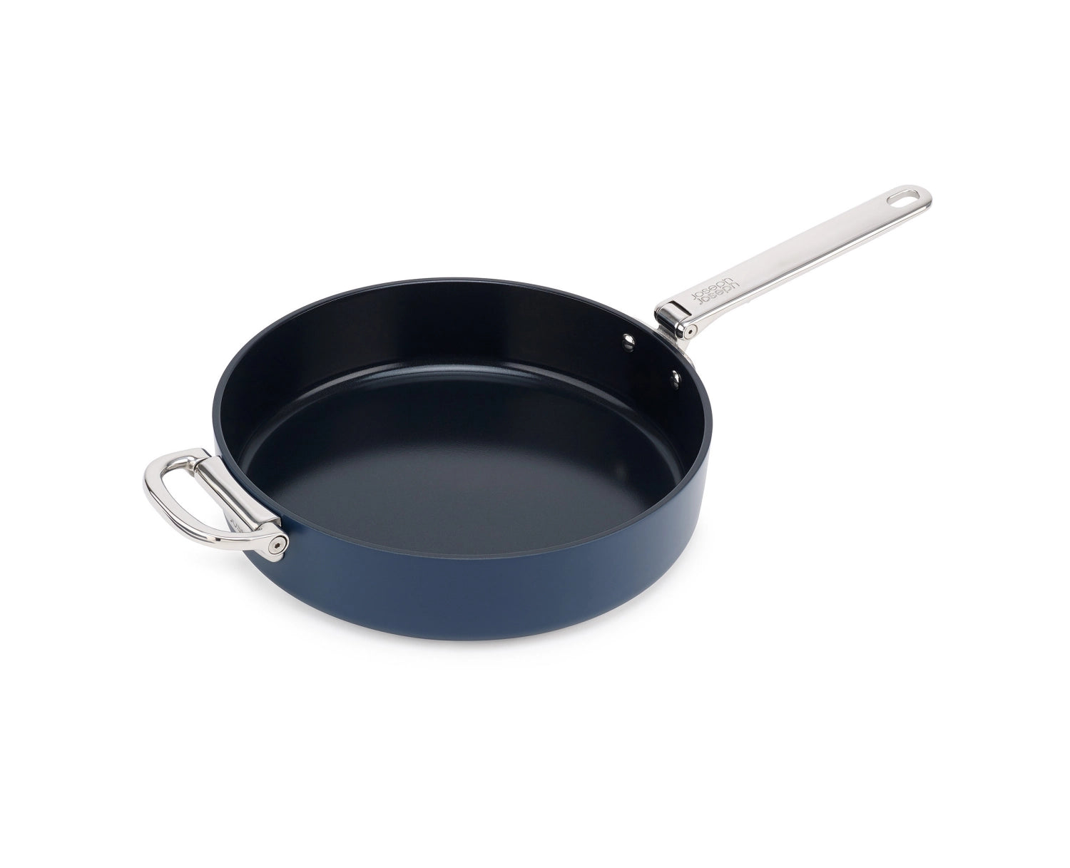 Praktische 28 cm Bratpfanne von Joseph Joseph mit einem cleveren klappbaren Griff, ideal für platzsparende Lagerung und vielseitiges Kochen.