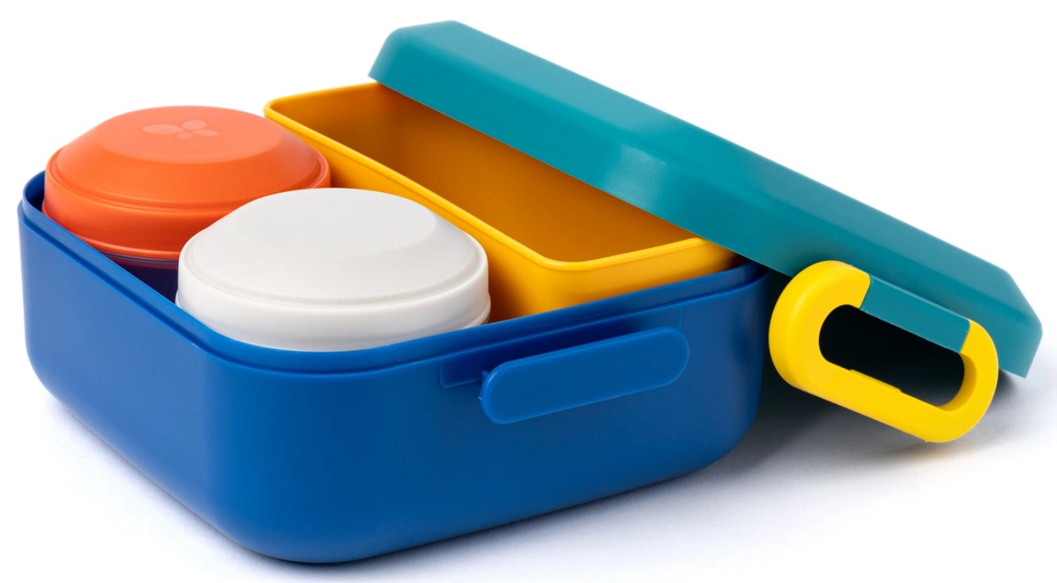 Moderne Rikko Lunchbox in der Farbe Midnight Lagoon, perfekt für die sichere Aufbewahrung von Essen und Snacks unterwegs.
