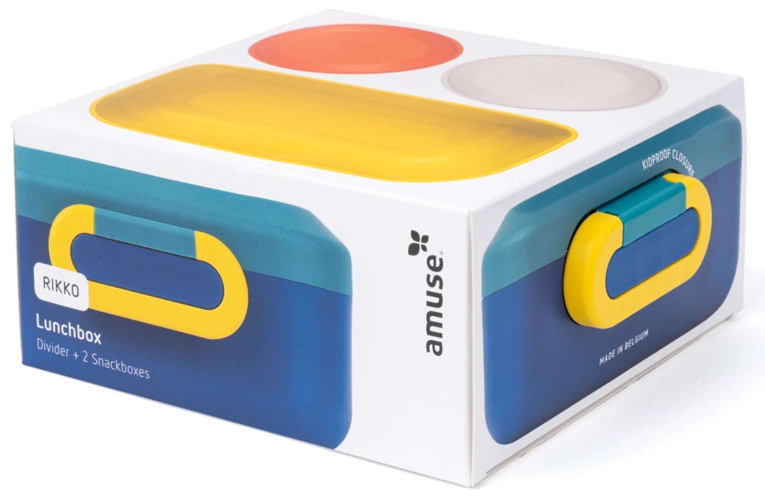 Moderne Rikko Lunchbox in der Farbe Midnight Lagoon, perfekt für die Aufbewahrung von Speisen und Snacks für unterwegs.