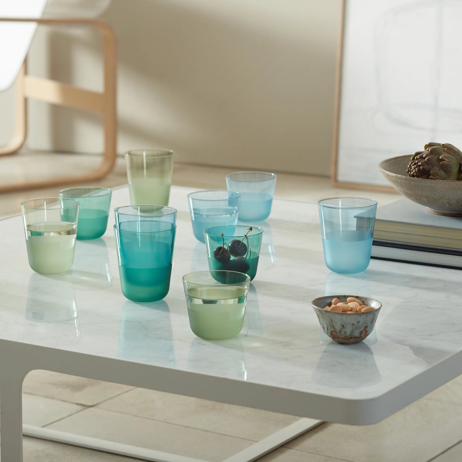 Stilvolles 2er Set Trinkbecher in sanften Moosfarben, 380ml, ideal für besondere Anlässe und geschmackvolle Tischgestaltung.
