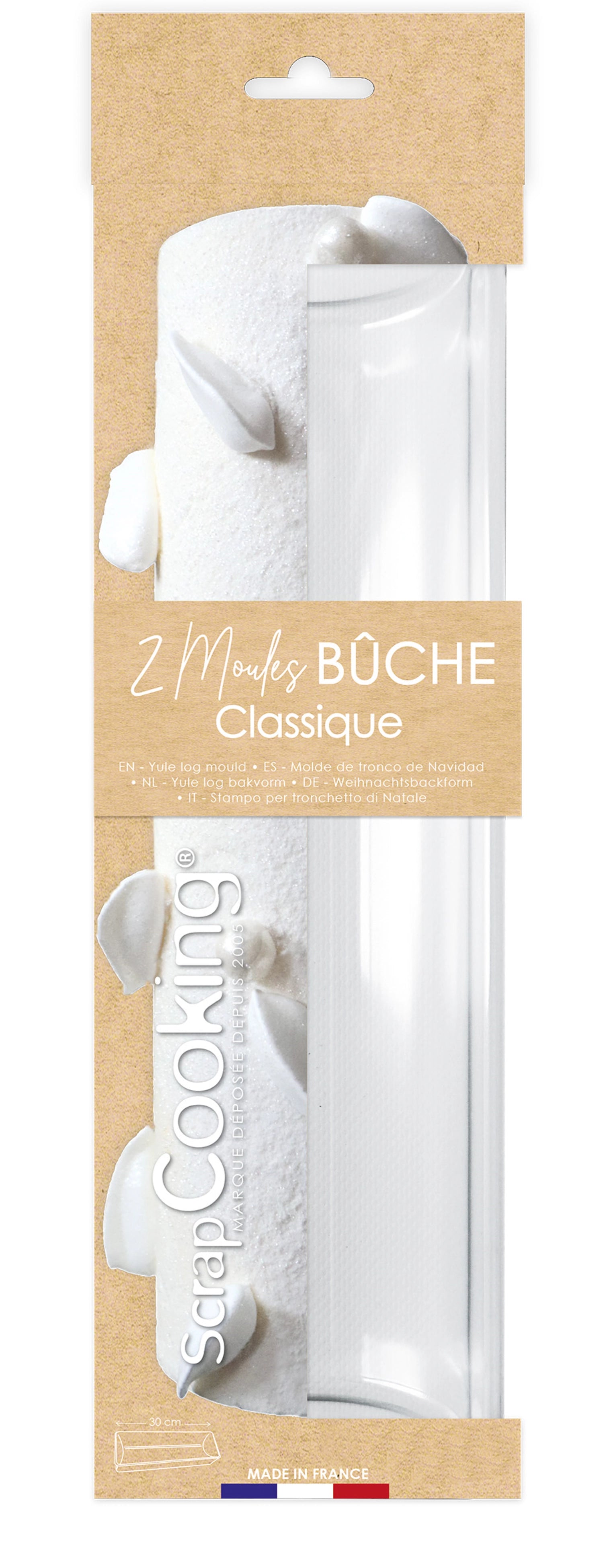 Zwei hochwertige Bûche Classique Backformen von Scrap Cooking, ideal für kreative Kuchen und Desserts, aus robustem Material.