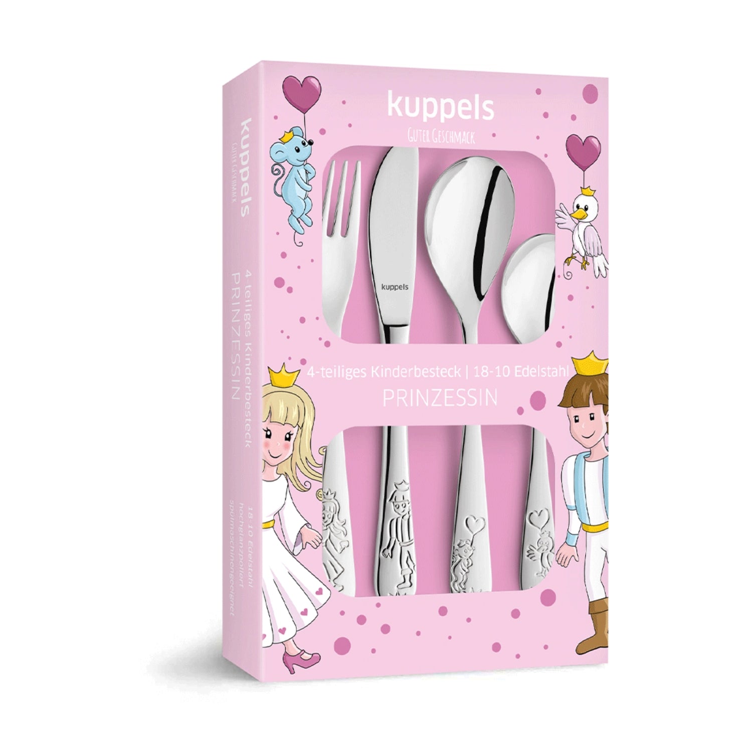 Charmantes 4-teiliges Kinderbesteck "Prinzessin" von Amefa, ideal für kleine Feinschmecker, aus robustem Edelstahl für magische Mahlzeiten.