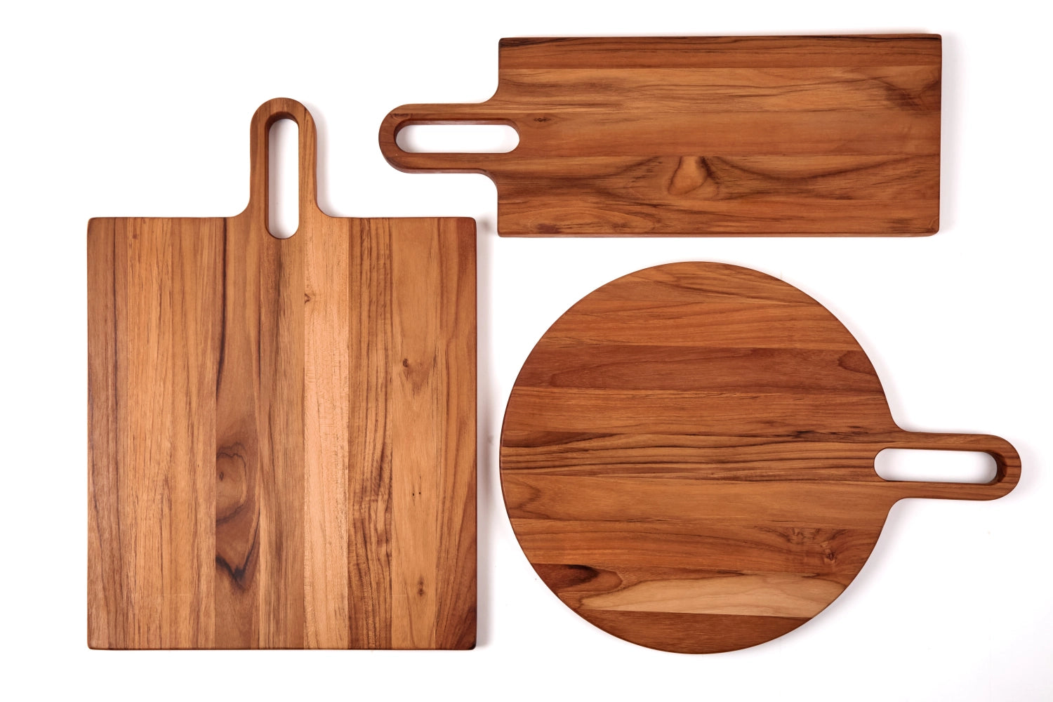 Rechteckiges Bistro Servierbrett aus hochwertigem Teakholz, 47x36x2cm, ideal für stilvolles Servieren und Dekorieren.