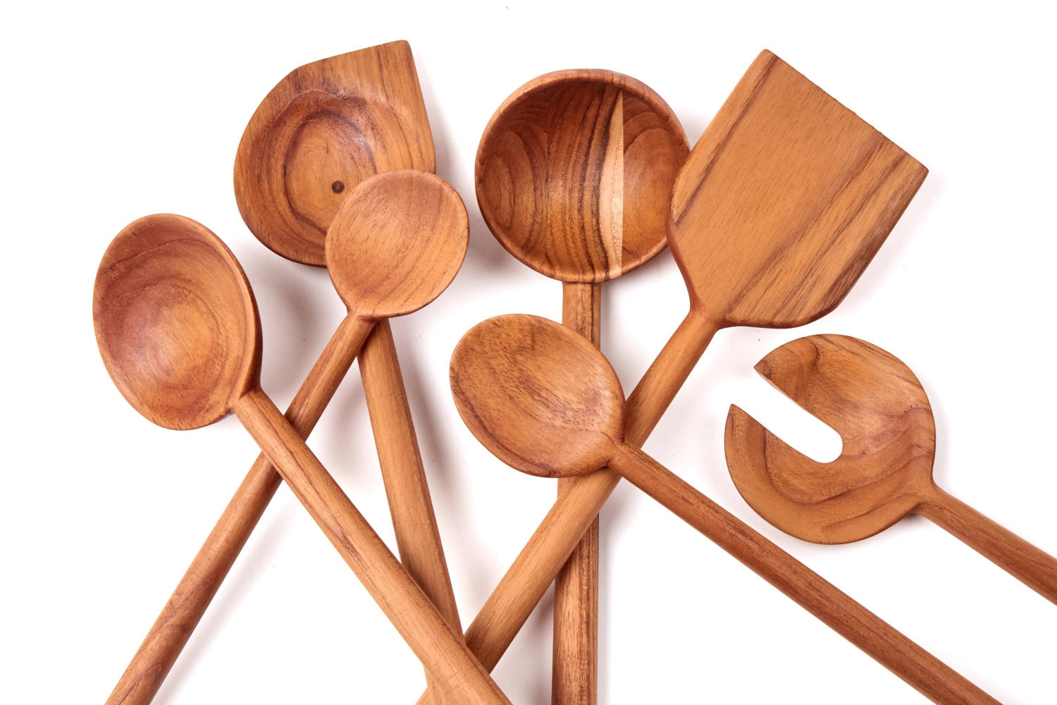 Eleganter Moon Kochlöffel aus hochwertigem Teakholz, 33x7.8x2cm, ideal für stilvolles Kochen und Servieren in der Küche.