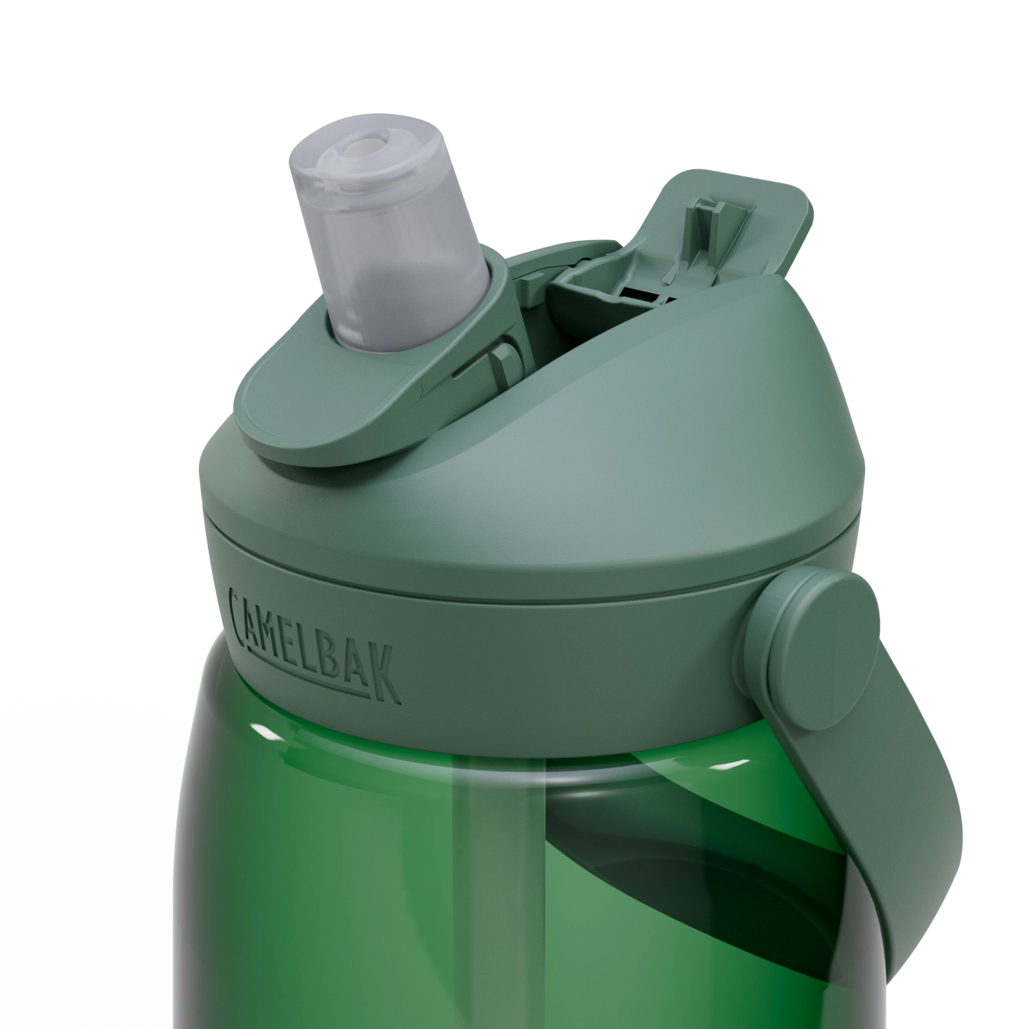 Camelbak Thrive Flip Straw Trinkflasche 1.0l in elegantem Waldgrün, perfekt für Abenteuer und nachhaltige Erfrischung unterwegs.