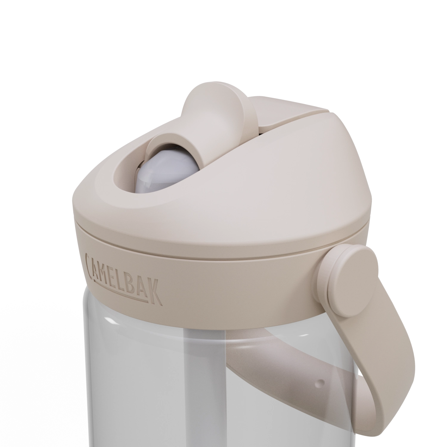 Camelbak Thrive Flip Straw 0.6l Trinkflasche in klarem Design, ideal für Sport und Outdoor-Aktivitäten, mit praktischem Flip-Deckel für einfaches Trinken.
