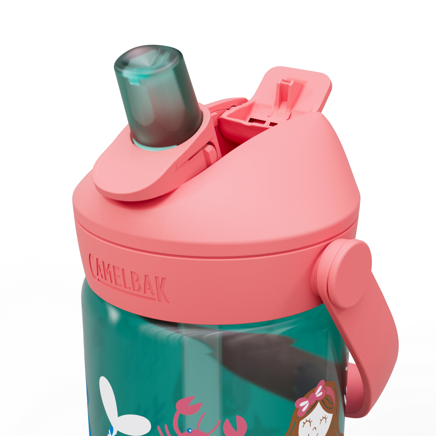 Bunte Trinkflasche für Kinder mit Flip-Strohhalm, im Meerjungfrauen-Design, ideal für Schule und Freizeit, von Camelbak.