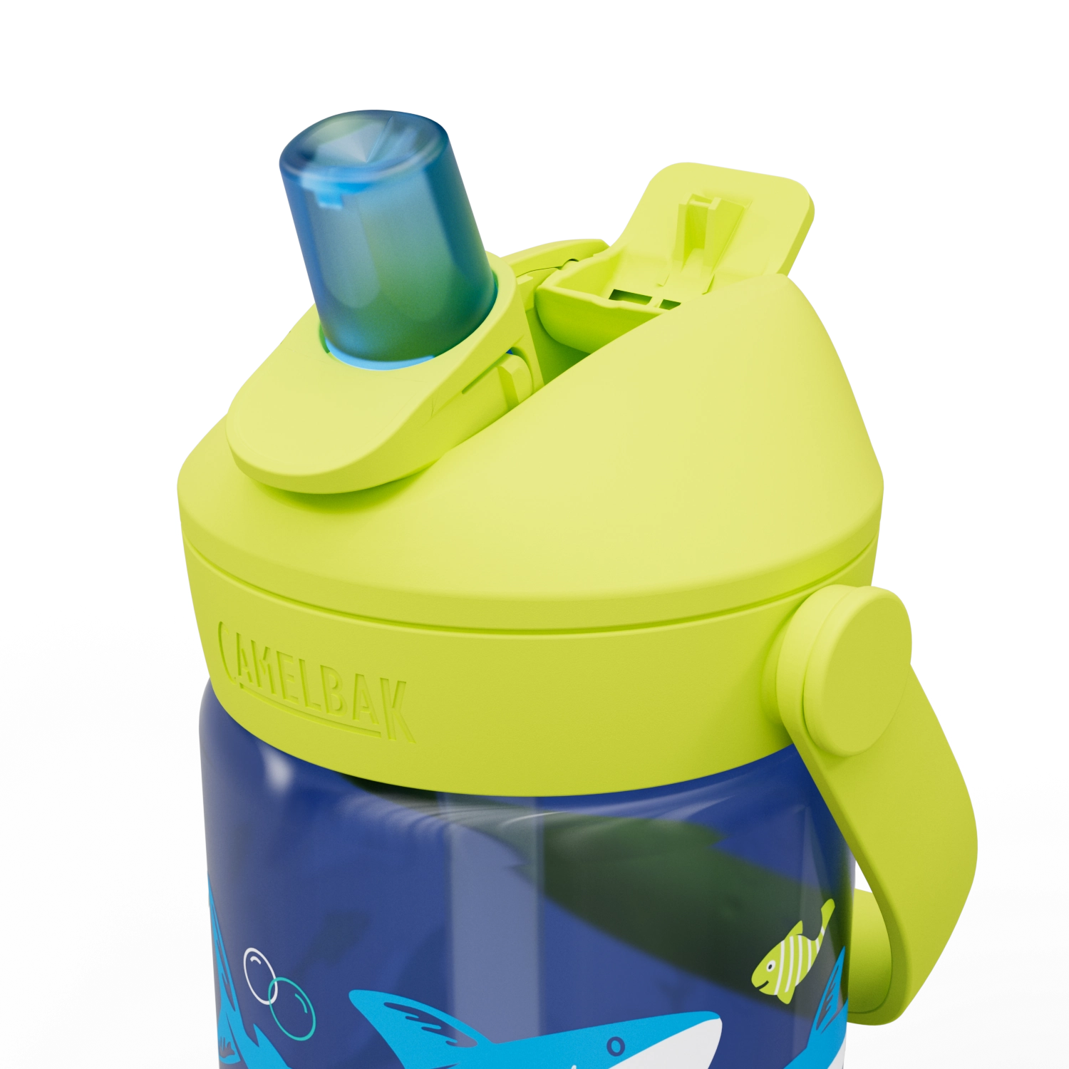 Vibrante Kindertrinkflasche mit Haifisch- und Rochen-Design, 0,4 l, perfekt für aktive Abenteuer und den täglichen Gebrauch, von Camelbak.