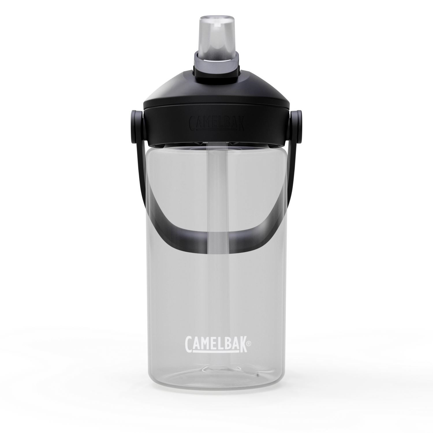 Transparente Trinkflasche Thrive Flip Straw Kids 0.4l von Camelbak, ideal für Kinder, mit praktischem Flip-Deckel und ergonomischem Design.