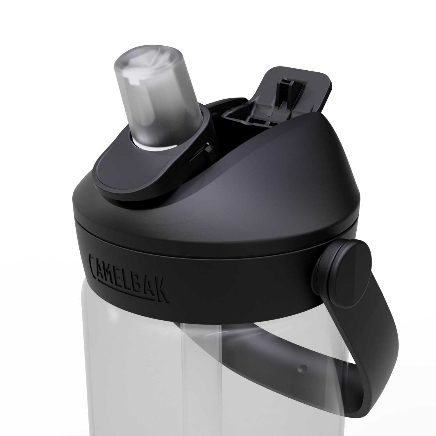 Bunte, transparente Trinkflasche für Kinder von Camelbak, 0.4l, mit Flip-Deckel für einfaches Trinken und kinderfreundlichem Design.