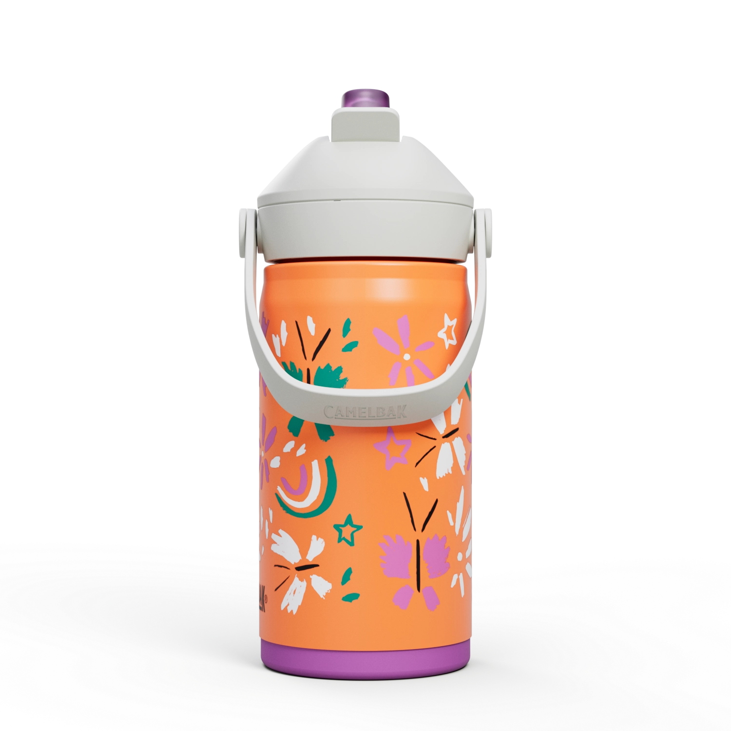 Bunte Trinkflasche für Kinder mit Flip-Strohhalm, ideal für unterwegs. Leicht und auslaufsicher, perfekt für kleine Abenteurer.