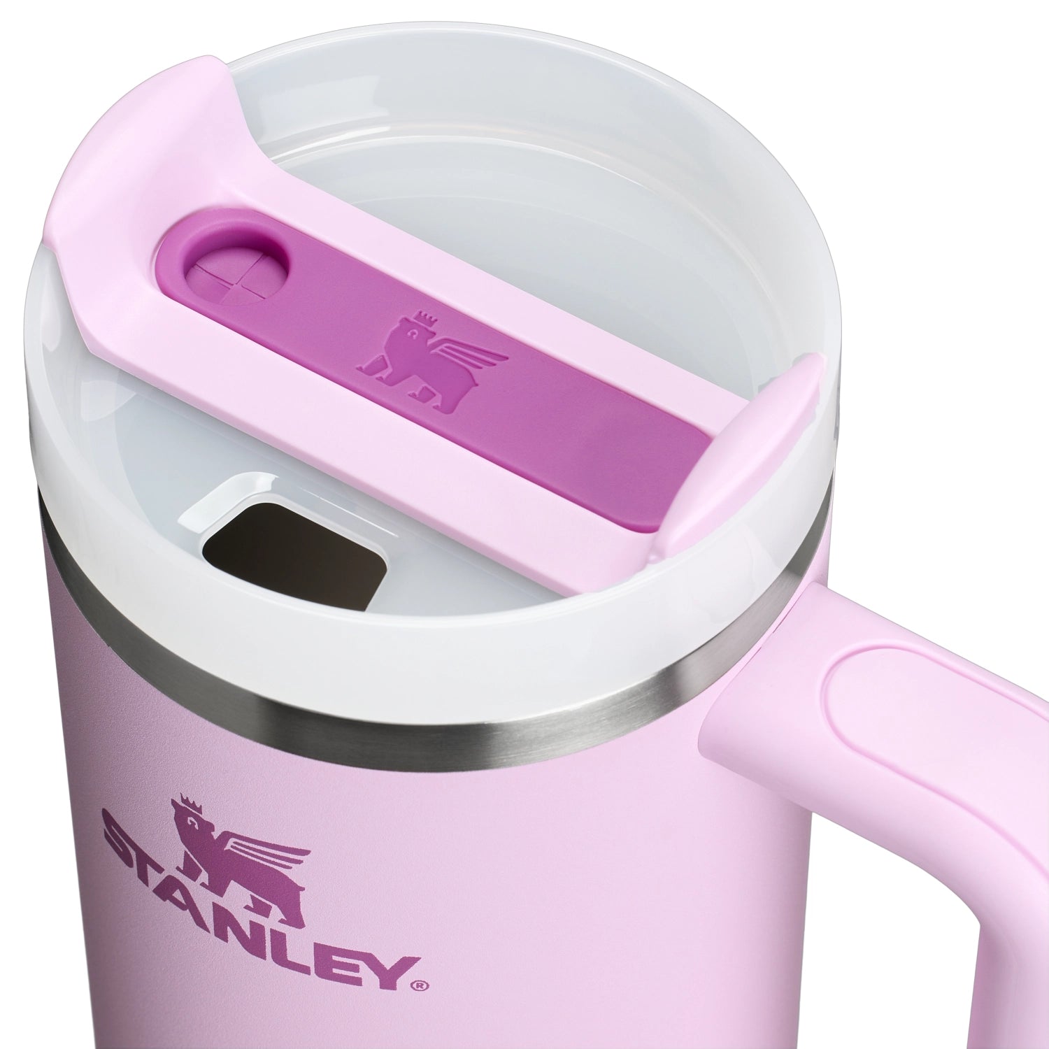 Elegante Stanley Quencher FlowState Trinkflasche in sanftem Kirschblütenrosa, perfekt für Hydration unterwegs und nachhaltig im Design.