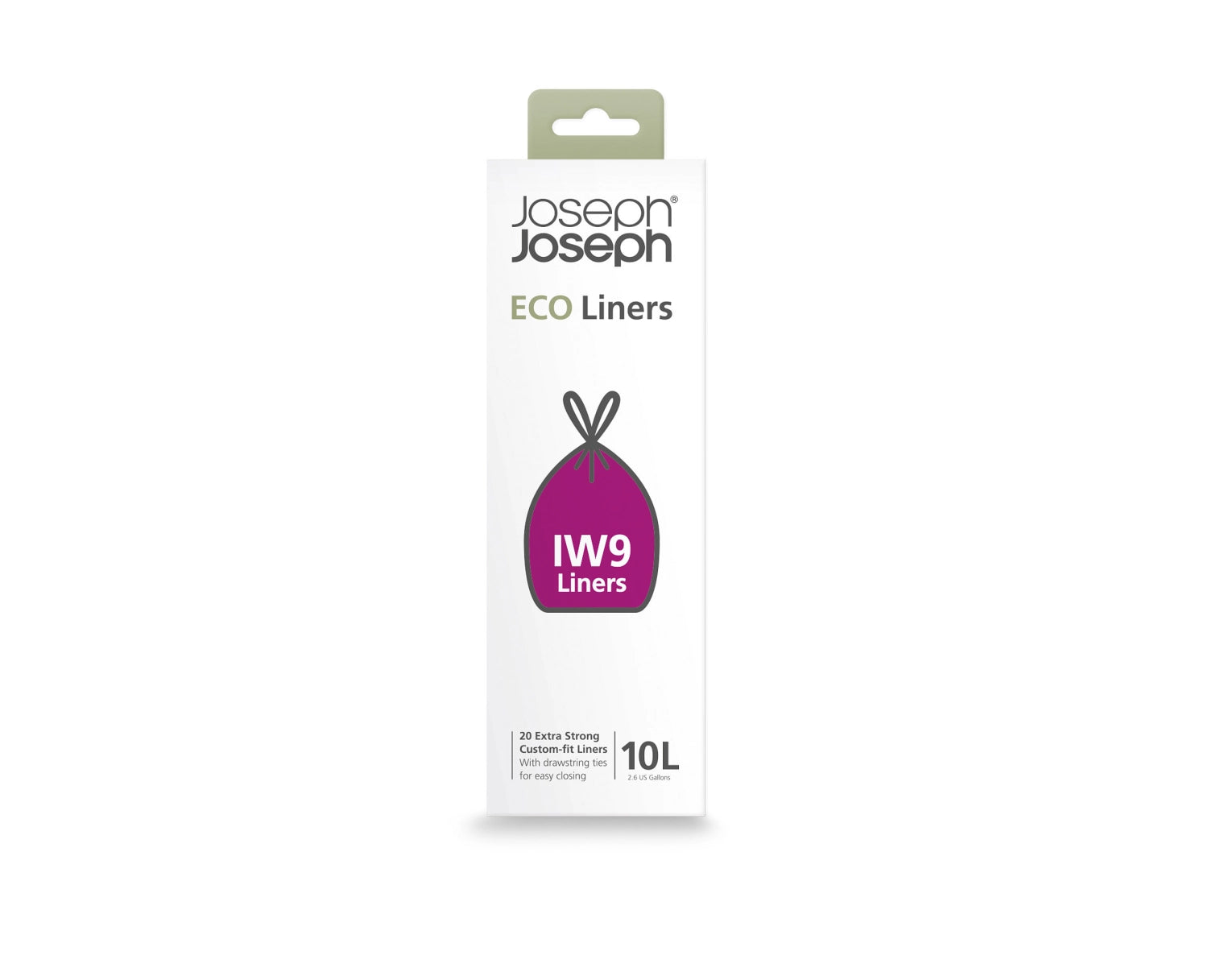 20 umweltfreundliche IW9 Eco Liners Abfallsäcke von Joseph Joseph, 10l, aus recyceltem Material, ideal für nachhaltige Müllentsorgung.