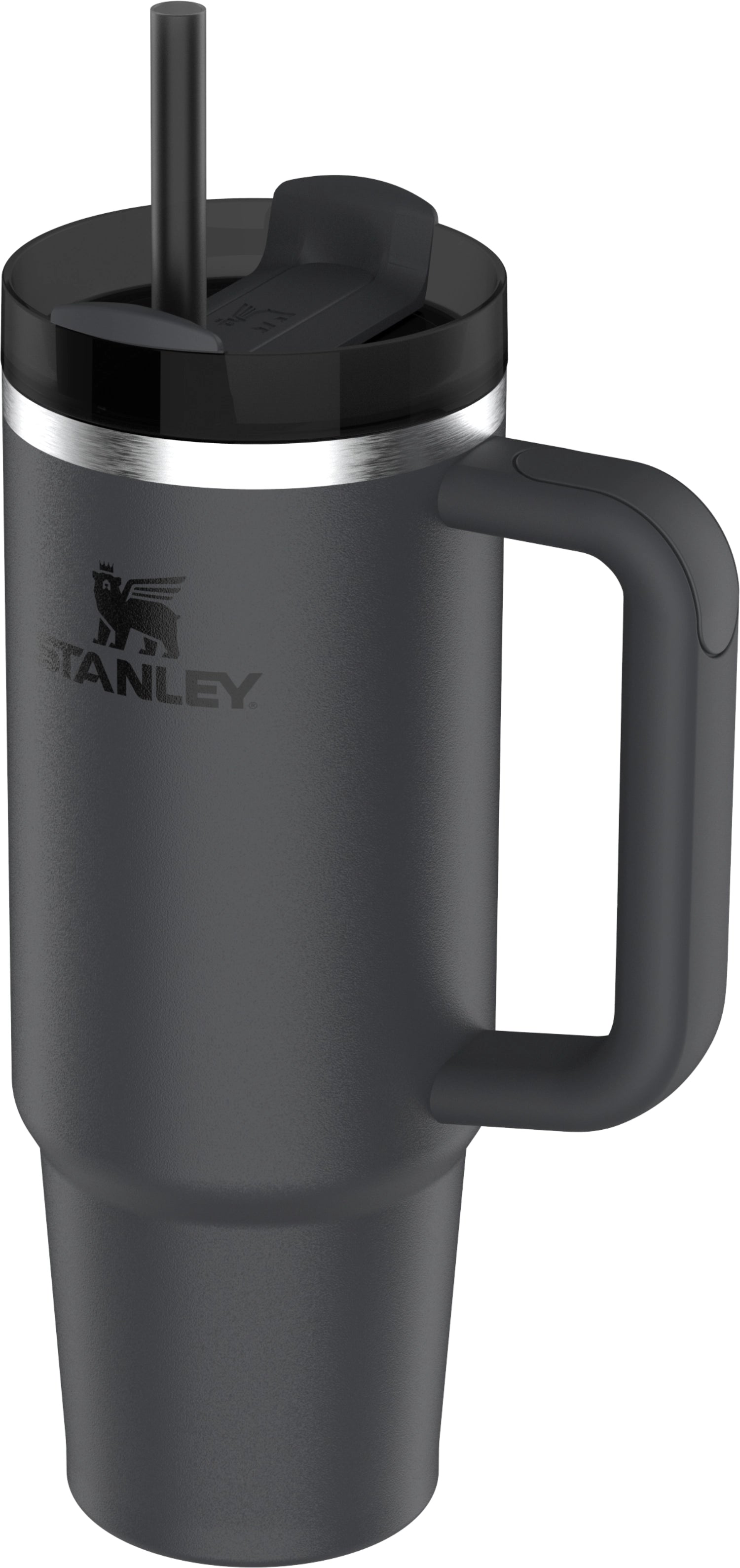 Schwarze Stanley Quencher FlowState Trinkflasche mit 1,18 l, perfekt für unterwegs, kombiniert Stil und praktische Nutzung für jeden Tag.