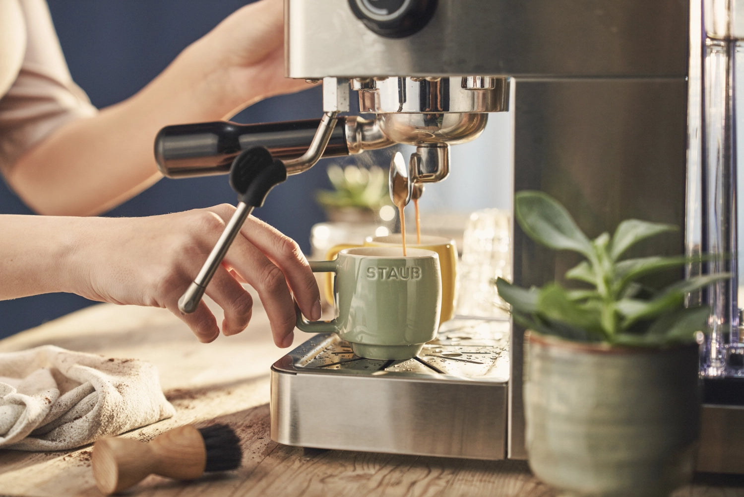 Elegante Eucalyptus XS Tasse von Staub, 100ml, in sanften Grüntönen, perfekt für Teeliebhaber und stilvolle Tischdekoration.