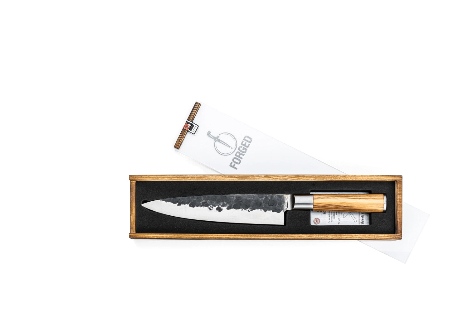 Hochwertiges Olive Kochmesser mit 20 cm Klinge, perfekt für präzises Schneiden und komfortables Handling in der Küche.