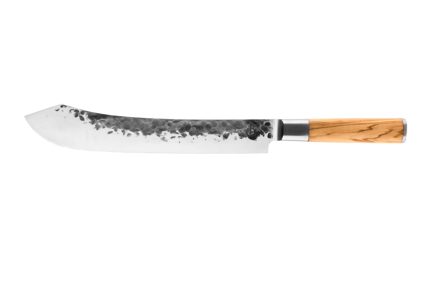 Elegantes 25 cm Metzgermesser aus edlem Olivenholz von Forged, ideal für präzise Schneidarbeiten und vielseitige Küchenanwendungen.