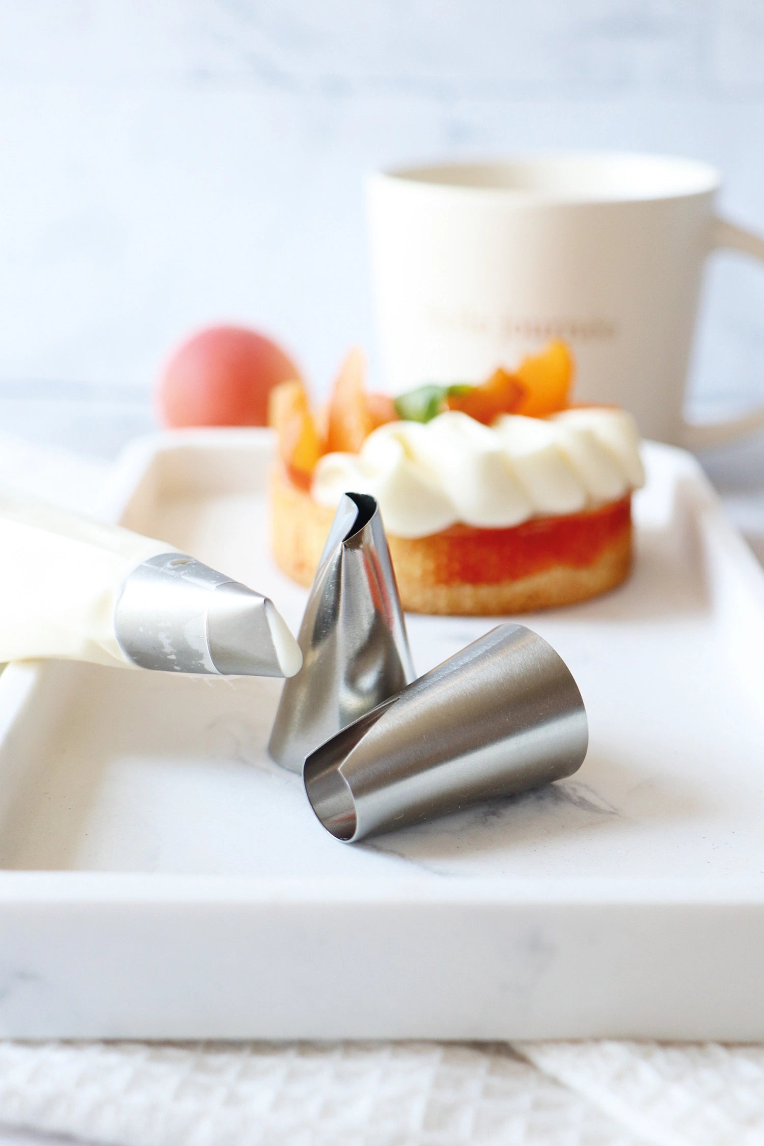 Praktisches 3er Set aus Edelstahl-Spritztüllen von Scrap Cooking, perfekt zum Dekorieren von Torten und Verfeinern von Süßspeisen.