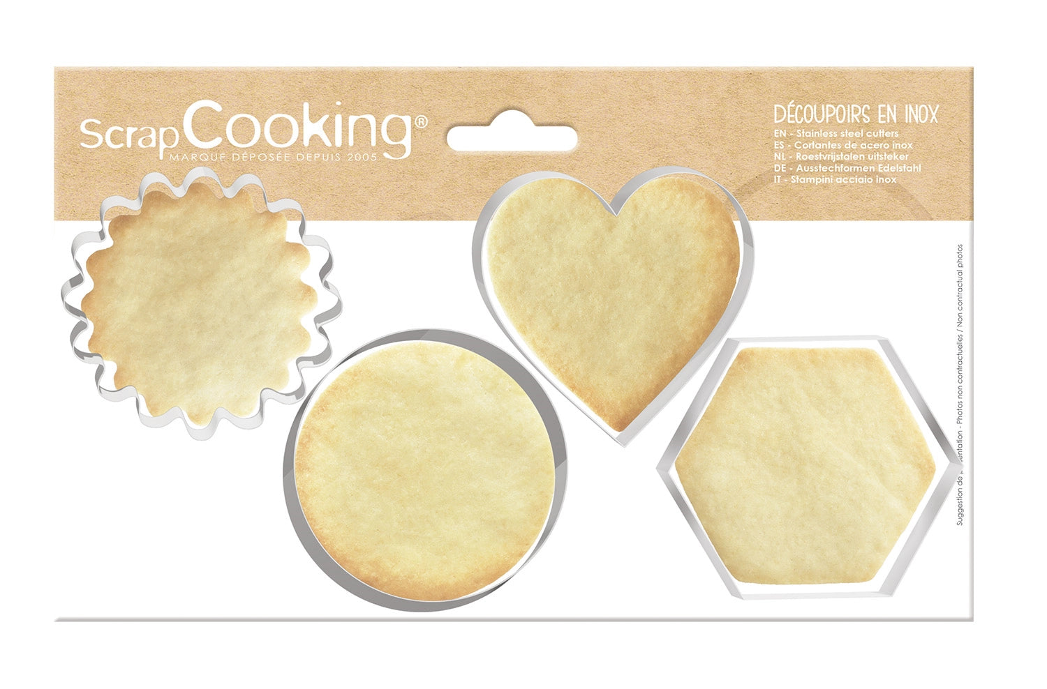 Praktisches 4-teiliges Set aus Edelstahl-Ausstechern von Scrap Cooking, ideal für kreative Backprojekte und das Formen von Teig.