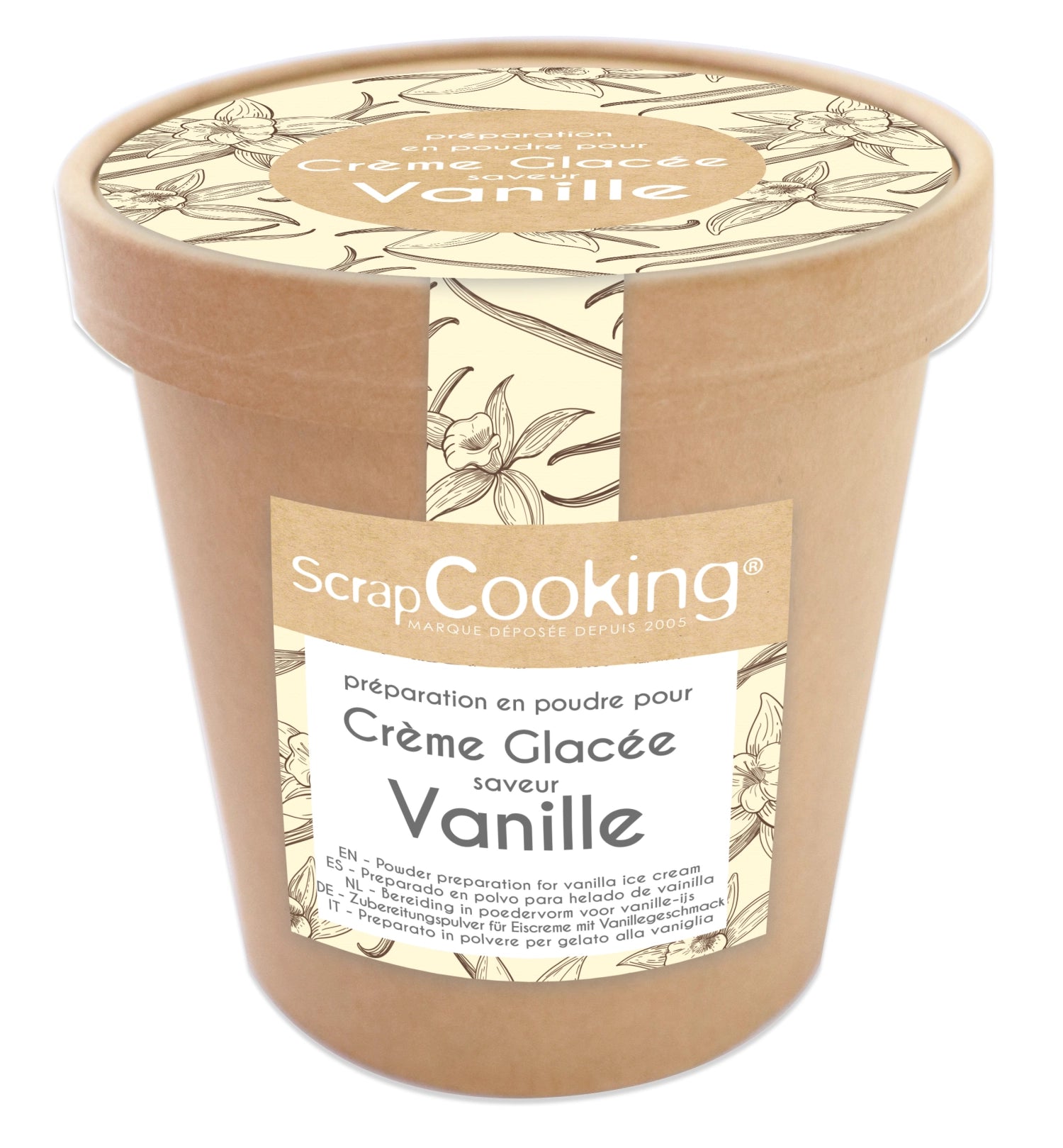 Cremige Vanille Eiscreme Fertigmischung von Scrap Cooking, 145g – perfekt für die schnelle Zubereitung von köstlichem Eisgenuss.