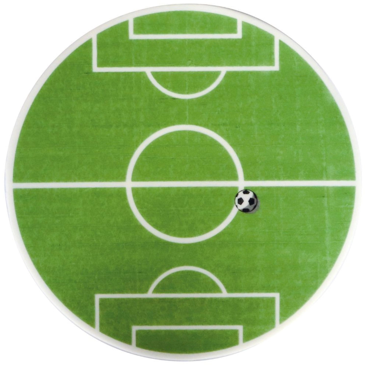 Essbarer Tortenaufleger aus Zuckerpapier mit Fußball-Motiv, Durchmesser 18 cm, perfekt für Fußball-Mottopartys und kreative Torten.