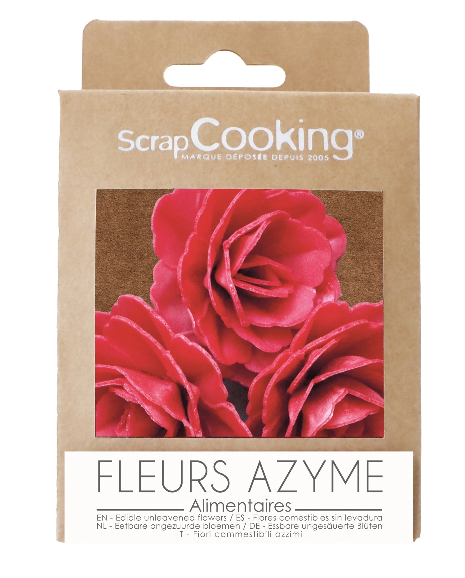 Dekoratives 3er Set rote Rosen aus Esspapier von Scrap Cooking, ideal für kreative Backideen und essbare Dekorationen bei Festen.