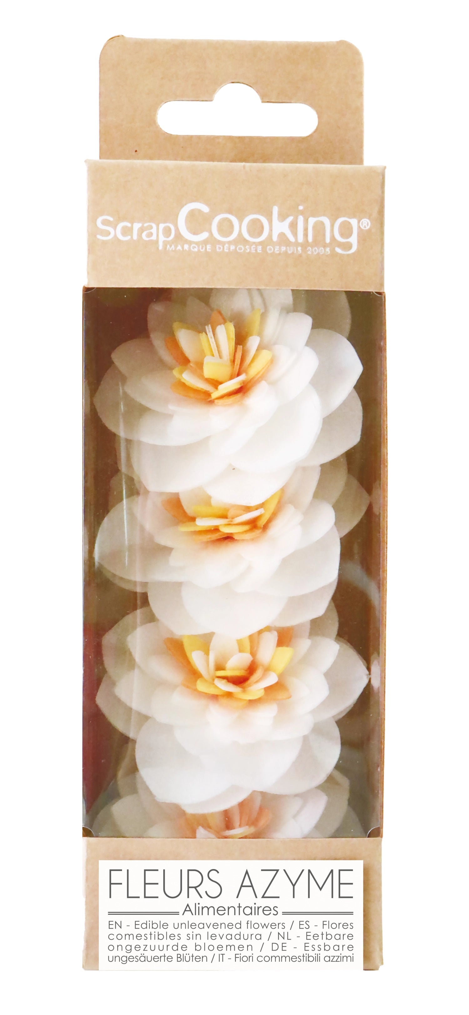4er Set Kamelien aus Esspapier von Scrap Cooking, ideal zum Dekorieren von Speisen, in ansprechenden Farben und Formen.