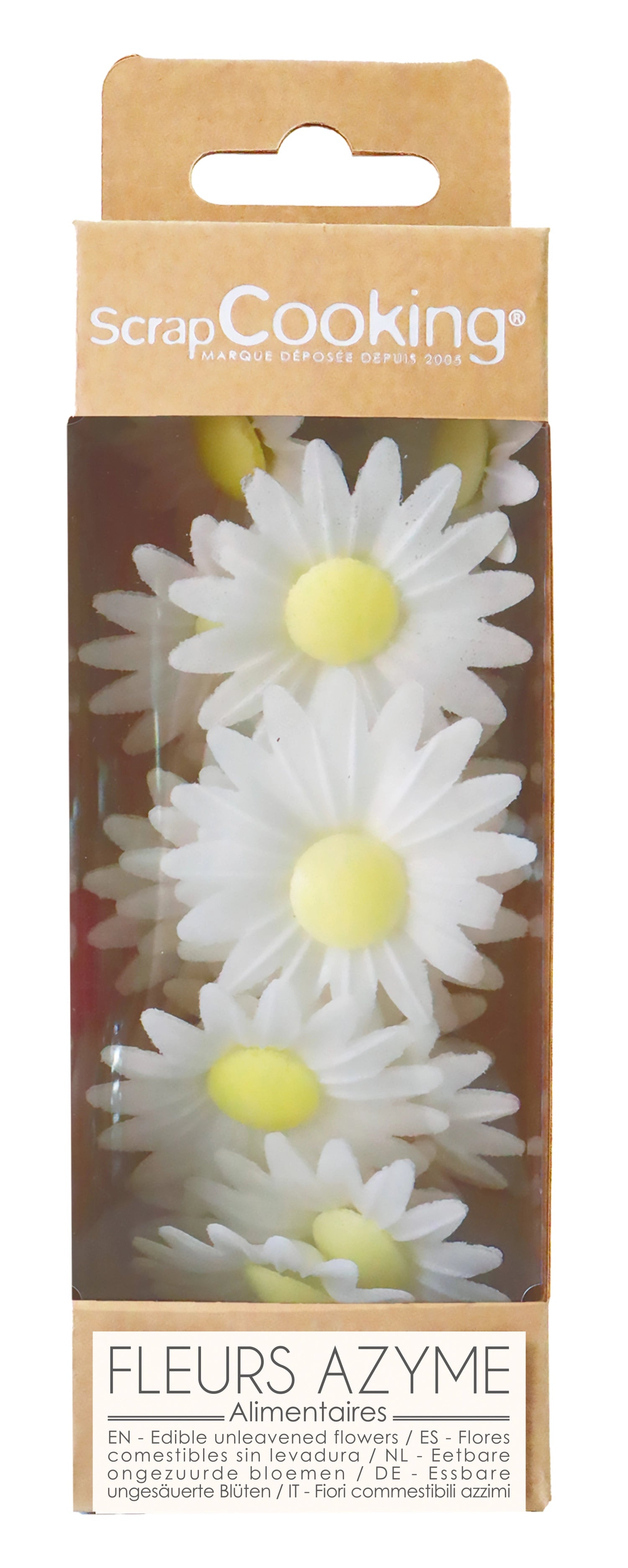 18er Set essbare Margeriten aus Zuckerpapier von Scrap Cooking, perfekt zum Dekorieren von Torten und Desserts für besondere Anlässe.