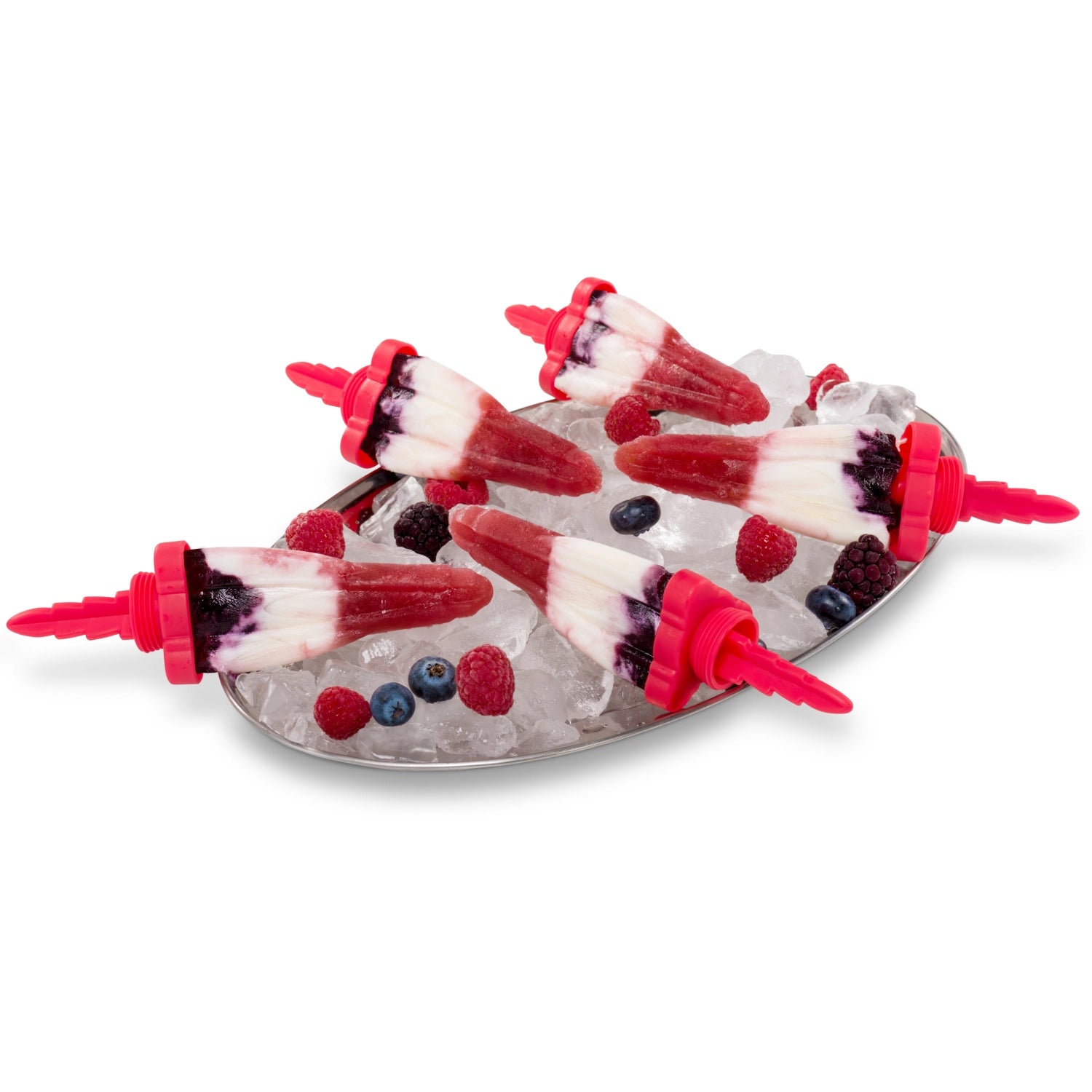 Buntes 6er Set Eisformen in Raketenform von Cuisipro, ideal für kreative Eisleckereien im Sommer. Perfekt für Kinder und Familien.