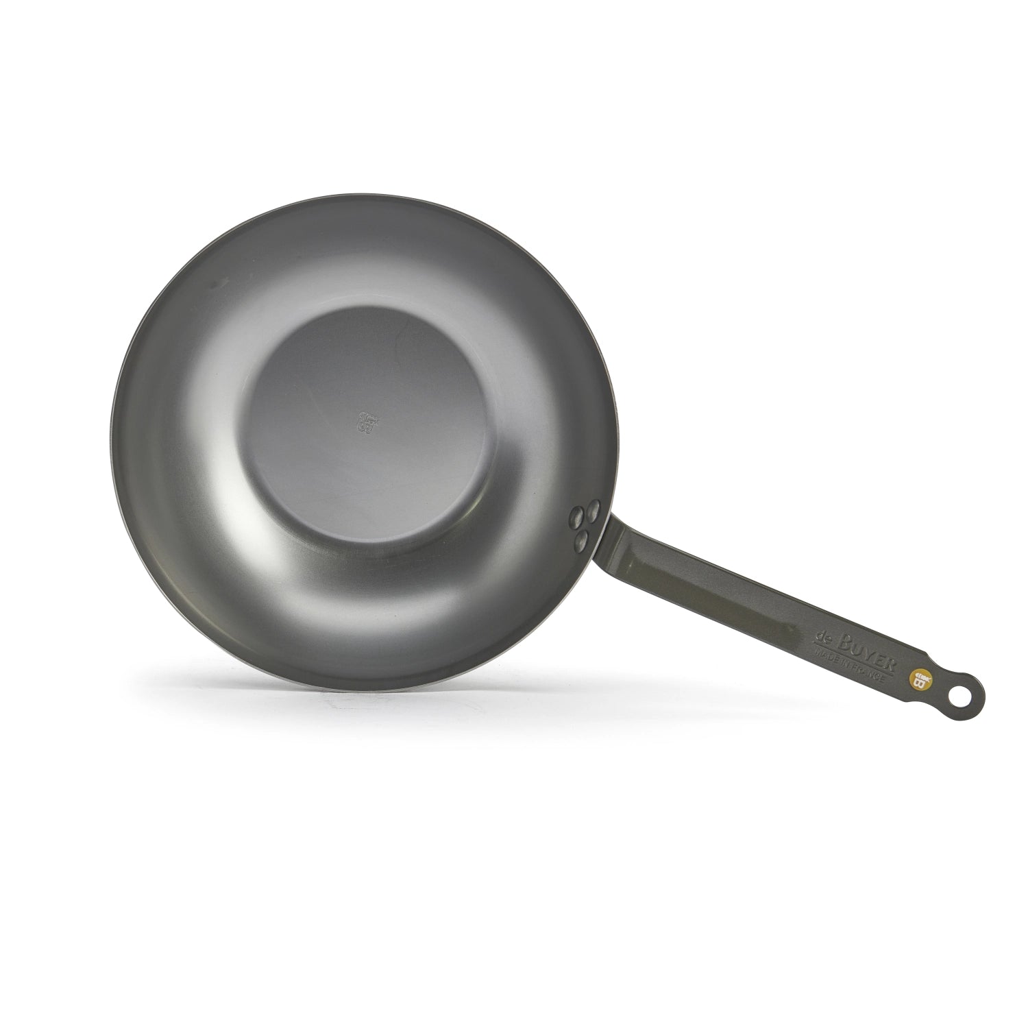 Robuster 28 cm Wok aus Mineral B Element Stahl von de Buyer, ideal für gesundes Braten und Anbraten in der modernen Küche.