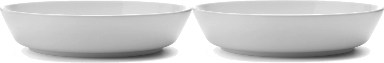 Elegantes 2er Set tiefen Teller in strahlendem Weiß, Durchmesser 24 cm, ideal für ansprechende Präsentationen und festliche Tischdekoration.