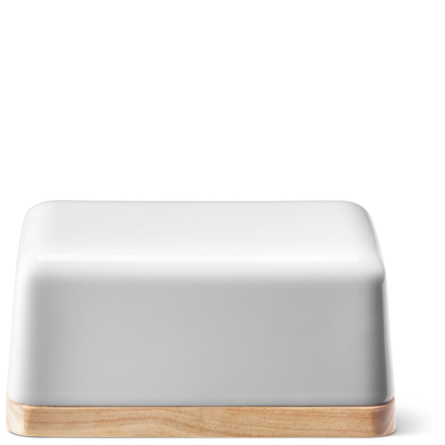 Elegante Butterdose aus weißem Eschenholz, 14 cm, ideal für die stilvolle Präsentation und Aufbewahrung von Butter in jedem modernen Zuhause.