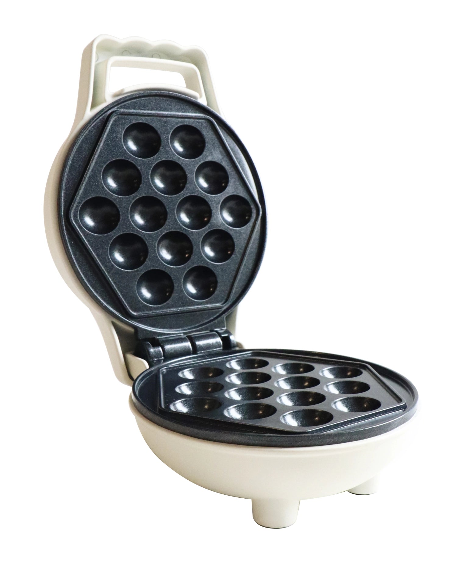 Kompaktes Waffeleisen für köstliche Mini Bubble-Waffeln in elegantem Weiß, ideal für kreative Backideen und Genuss zu Hause.