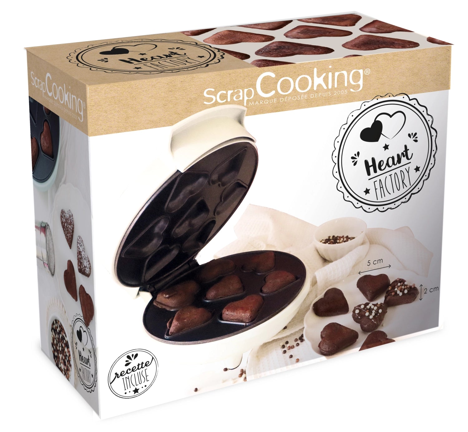 Die Heart Factory von Scrap Cooking in stilvollem Weiß – ideal für die Zubereitung von herzförmigen Backwaren und süßen Snacks.