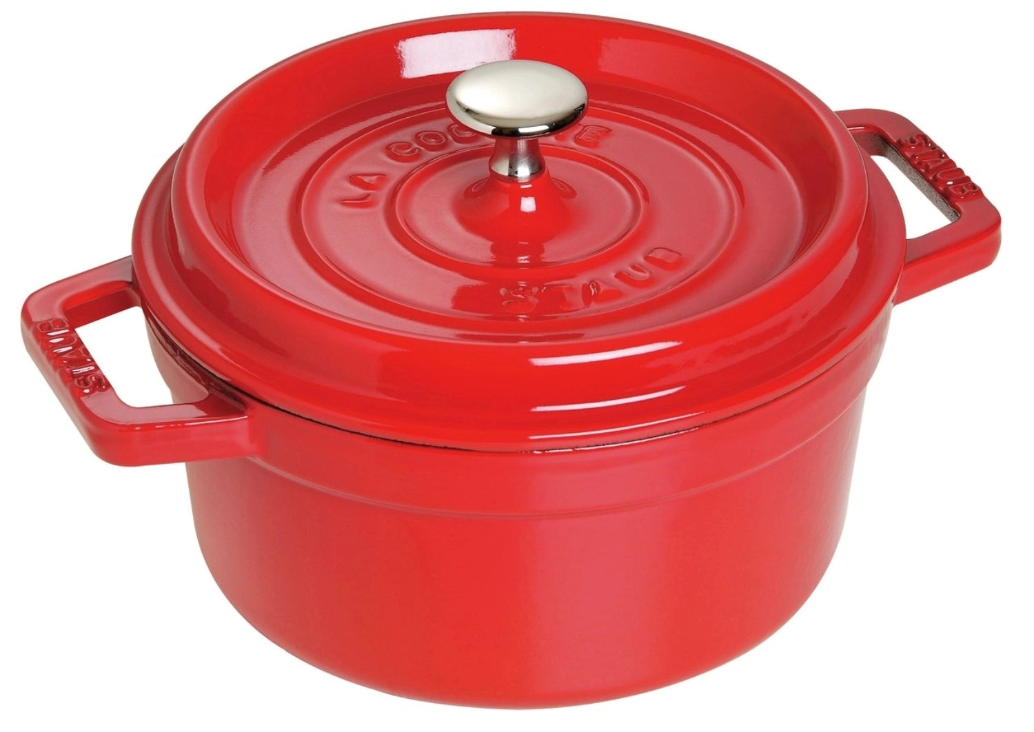 Cocotte 28cm, rund, Kirsch-Rot, Gusseisen 6.7l in Rot präsentiert im Onlineshop von KAQTU Design AG. Pfanne/Topf ist von Staub