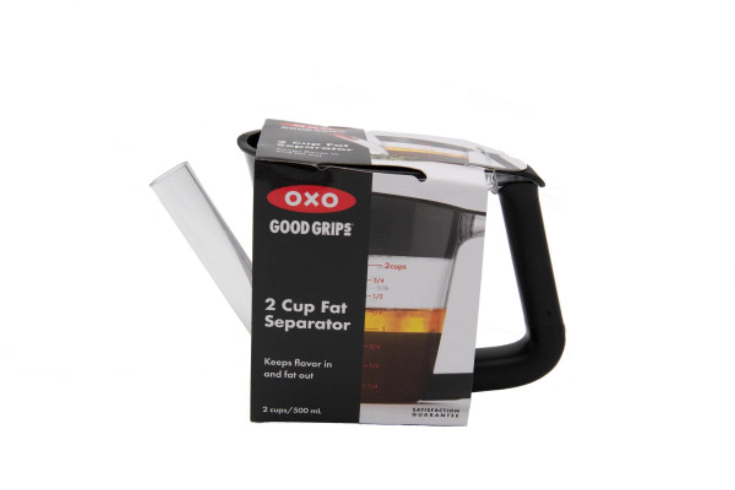 Good Grips Fetttrenner 500ml von OXO, praktische Haushaltshilfe zur einfachen Trennung von Fett und Flüssigkeiten für eine saubere Küche.