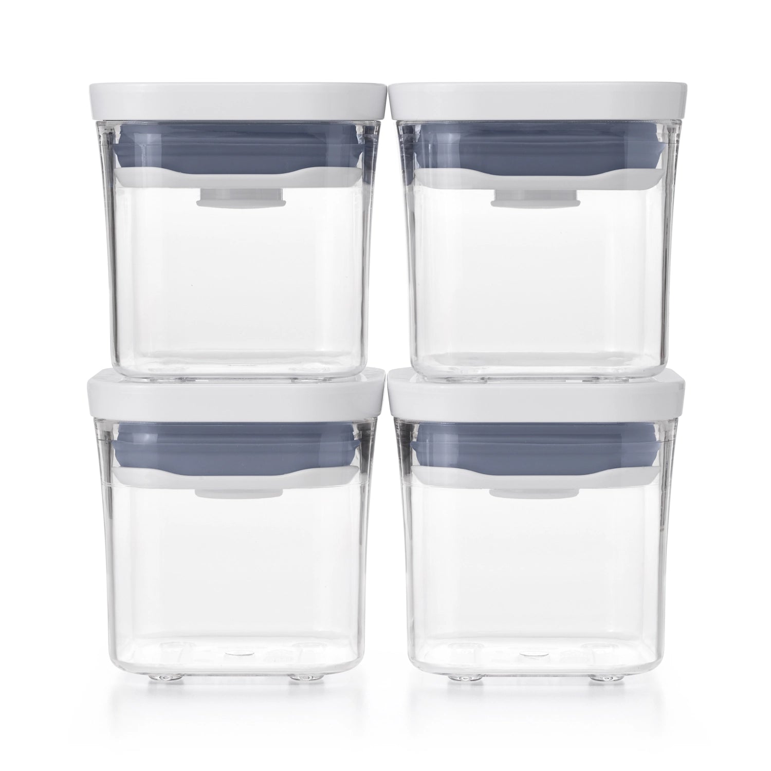 Kompaktes 4er Set OXO Good Grips Pop Aufbewahrungsboxen (190ml) für optimale Frischhaltung von Lebensmitteln, ideal für kleine Vorräte.