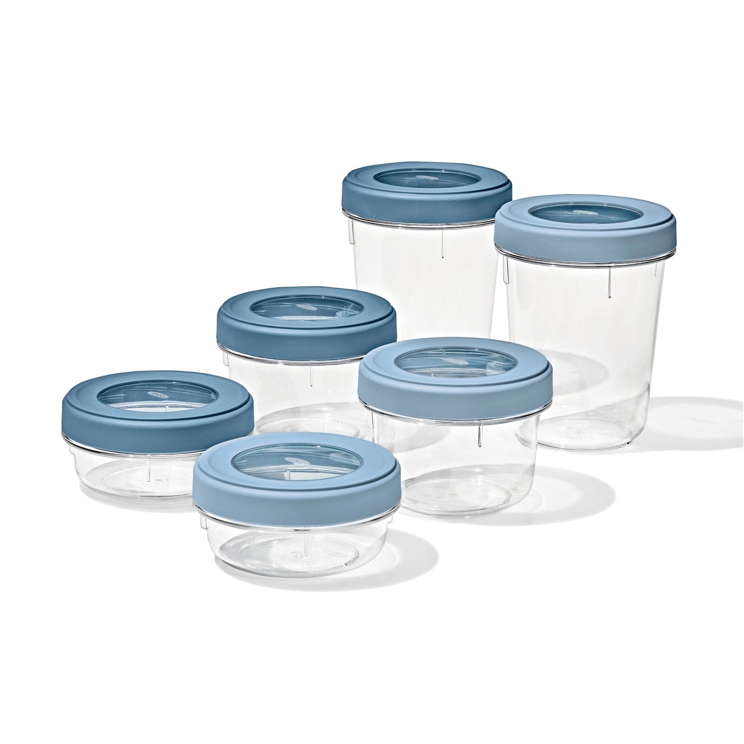 Zwei OXO Good Grips Twist & Stack Aufbewahrungsboxen (550ml) für effiziente und flexible Aufbewahrung von Lebensmitteln, ideal für jede Küche.