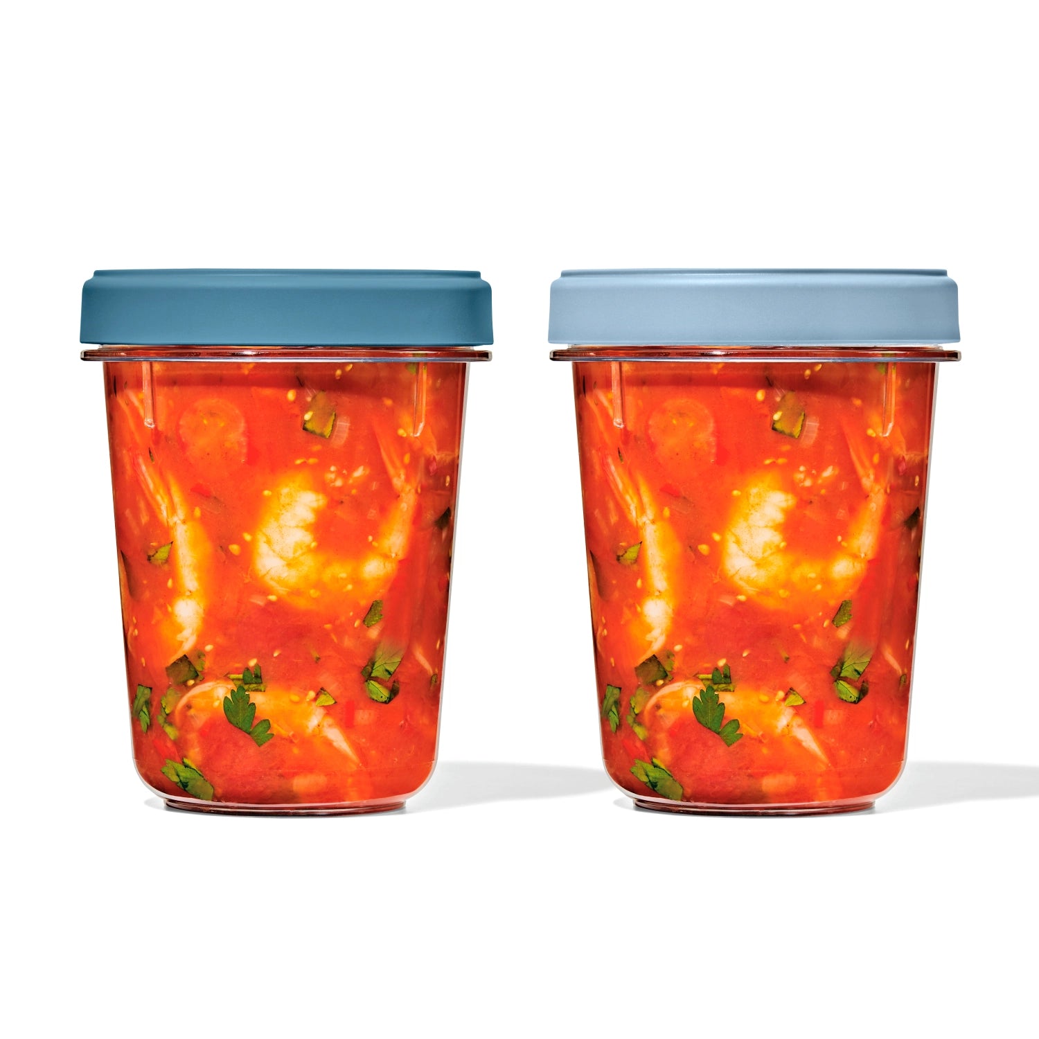 Zwei OXO Good Grips Twist & Stack Aufbewahrungsboxen (900ml) für platzsparende und vielseitige Lebensmittelaufbewahrung, perfekt für jede Küche.