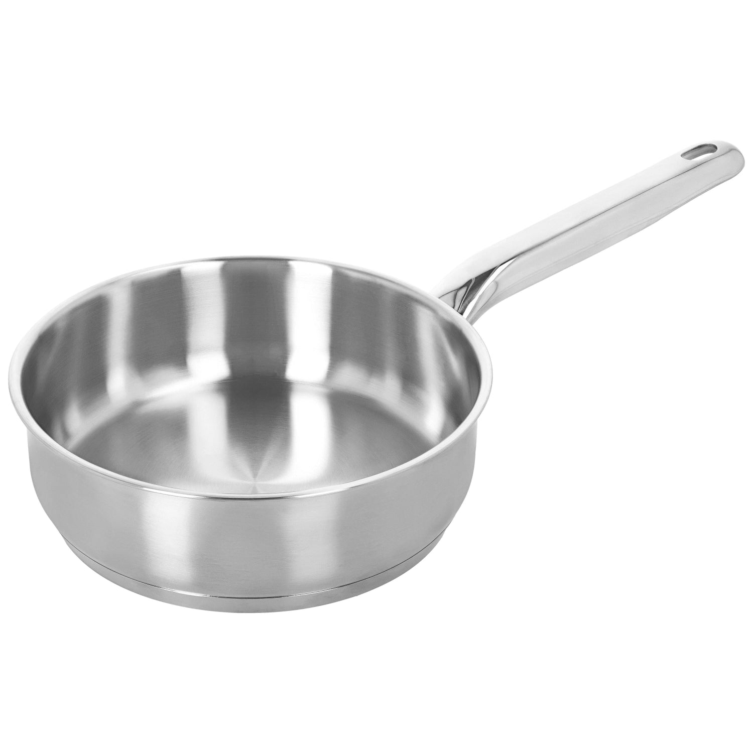 Hochwertige Demeyere Gourmetpfanne mit Glasdeckel, perfekt für kreative Kochabenteuer. Stilvolles Design in Silber für jede Küche.