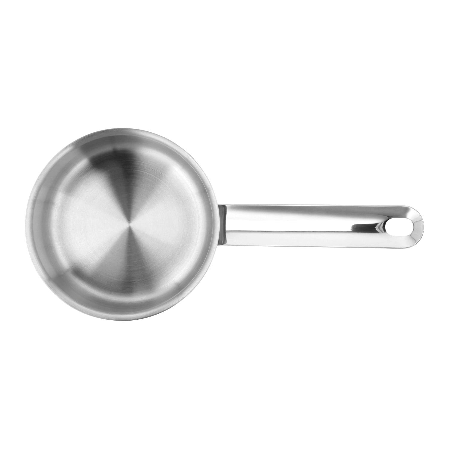 Kompakte 12 cm Saucenpfanne aus Edelstahl von Demeyere, ideal für präzises Kochen und Saucenzubereitung in der modernen Küche.